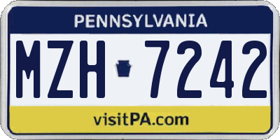 PA license plate MZH7242