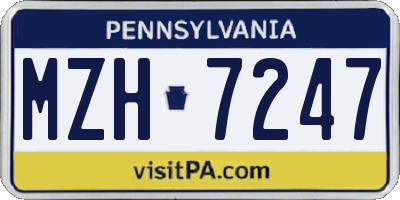 PA license plate MZH7247