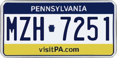 PA license plate MZH7251