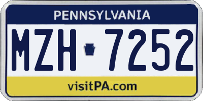 PA license plate MZH7252
