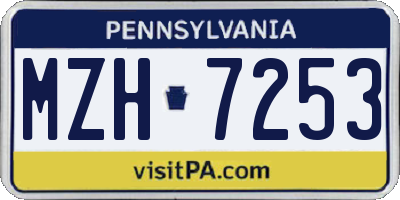 PA license plate MZH7253