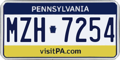 PA license plate MZH7254
