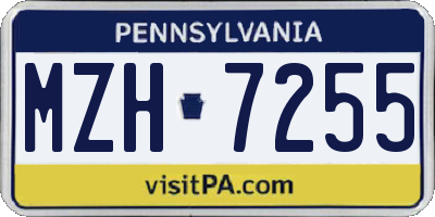 PA license plate MZH7255
