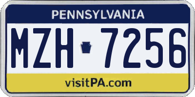 PA license plate MZH7256