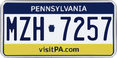 PA license plate MZH7257
