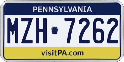 PA license plate MZH7262