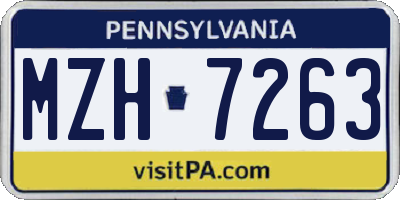 PA license plate MZH7263