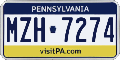 PA license plate MZH7274