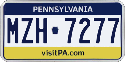 PA license plate MZH7277