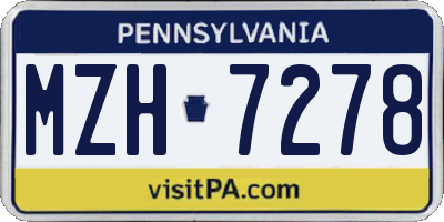 PA license plate MZH7278