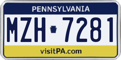 PA license plate MZH7281