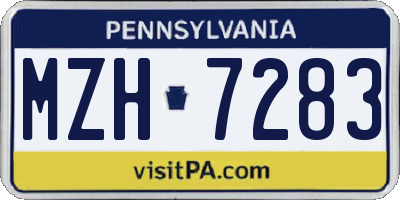 PA license plate MZH7283