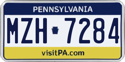 PA license plate MZH7284