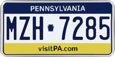 PA license plate MZH7285