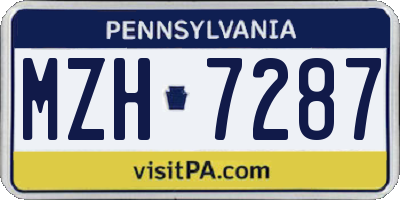 PA license plate MZH7287