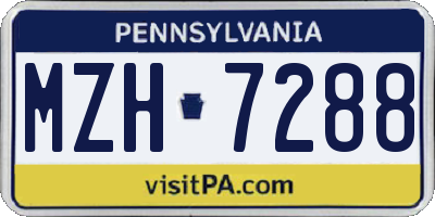 PA license plate MZH7288