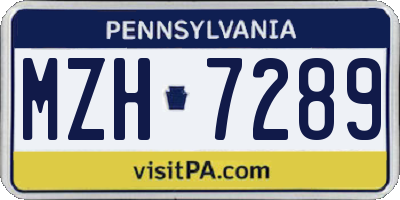 PA license plate MZH7289