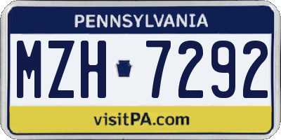 PA license plate MZH7292
