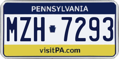 PA license plate MZH7293