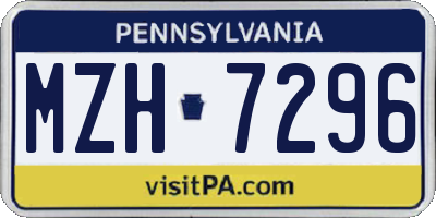 PA license plate MZH7296
