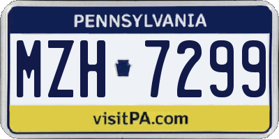 PA license plate MZH7299