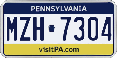 PA license plate MZH7304
