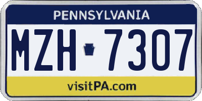PA license plate MZH7307
