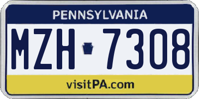 PA license plate MZH7308