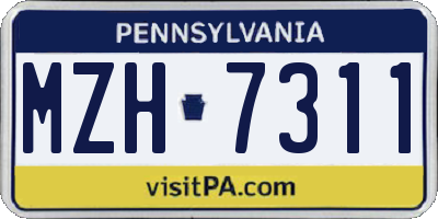 PA license plate MZH7311