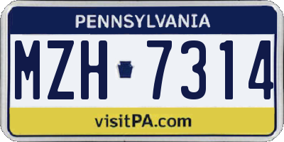 PA license plate MZH7314