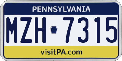 PA license plate MZH7315