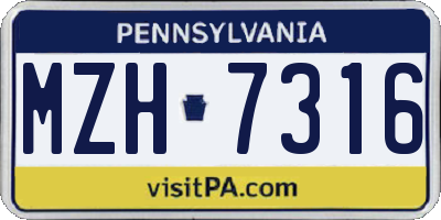 PA license plate MZH7316