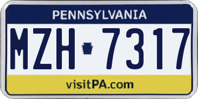 PA license plate MZH7317
