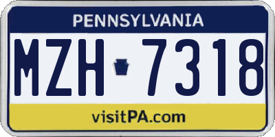 PA license plate MZH7318