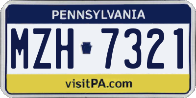 PA license plate MZH7321