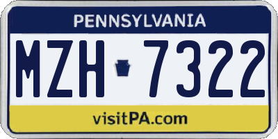 PA license plate MZH7322