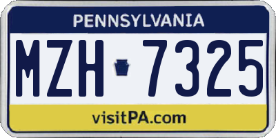 PA license plate MZH7325