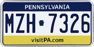 PA license plate MZH7326