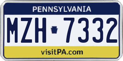 PA license plate MZH7332
