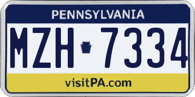 PA license plate MZH7334