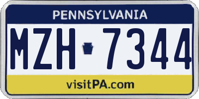 PA license plate MZH7344