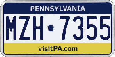 PA license plate MZH7355