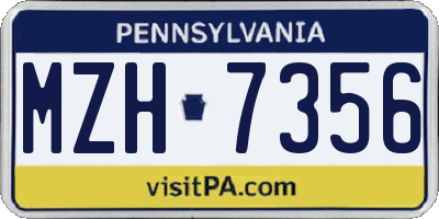 PA license plate MZH7356