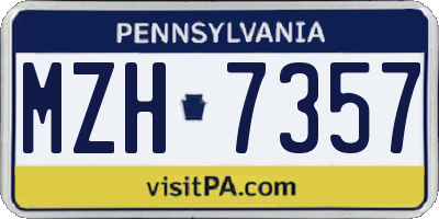 PA license plate MZH7357
