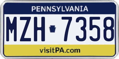 PA license plate MZH7358