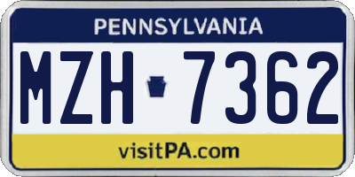 PA license plate MZH7362