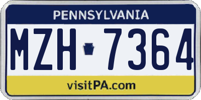 PA license plate MZH7364