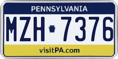PA license plate MZH7376