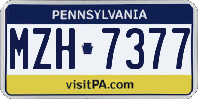 PA license plate MZH7377