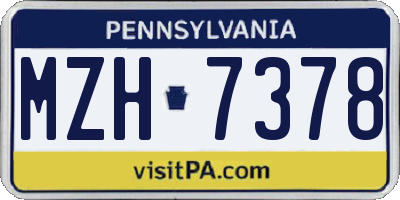 PA license plate MZH7378